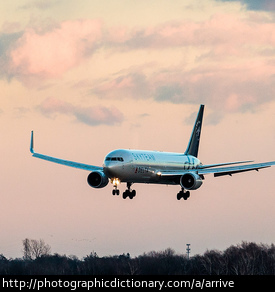 Photo of a plane arriving