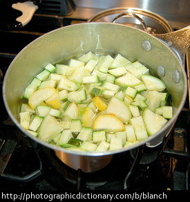 Blanching vegetables.