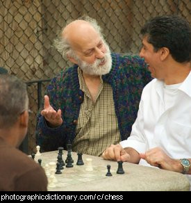 Photo of some people playing chess outside