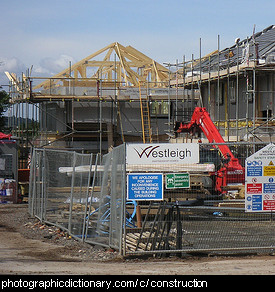 Photo of a house being built