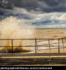 Photo of waves crashing into the shore