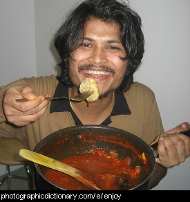 Photo of someone enjoying a meal