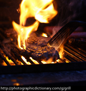 Hamburgers on a grill.