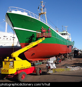 Photo of a boat being repaired