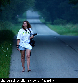 Photo of a woman walking in humid weather