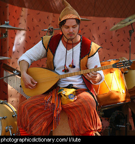 Photo of a man playing a lute