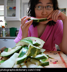 Photo of someone eating watermelon