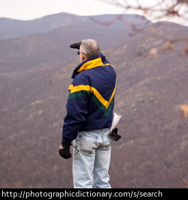 A man searching for something