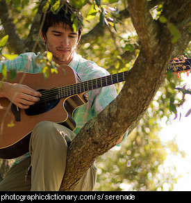 Photo of a man serenading