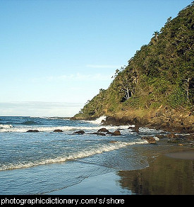 Photo of a steep shore