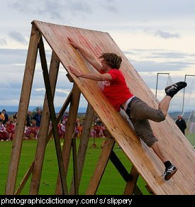 Photo of a man on a slippery slope