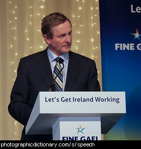 Photo of a man giving a speech