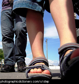 Photo of a boy taking a step