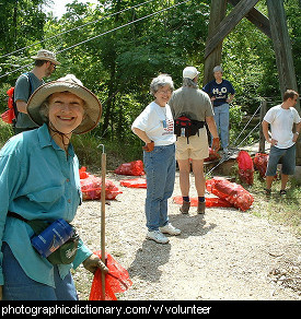 Photo of volunteers picking up rubbish.